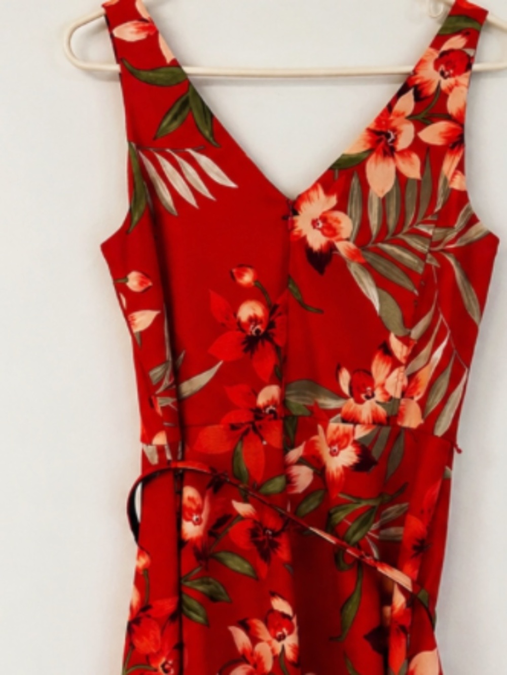 Red Floral Fit & Flare Dress - Petite Size 10